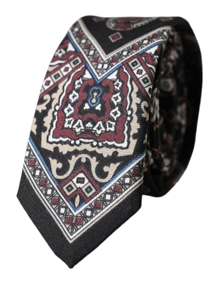 Dolce & Gabbana Black Printed 100% Silk Adjustable Men Tie - Hilstor