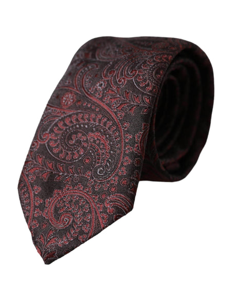Dolce & Gabbana Bordeaux Patterned Silk Adjustable Men Tie - Hilstor