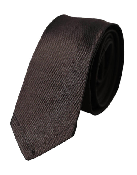 Dolce & Gabbana Brown Solid 100% Silk Adjustable Tie - Hilstor