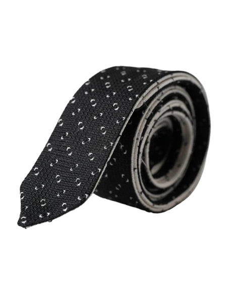 Dolce & Gabbana Black White Patterned Adjustable Tie - Hilstor