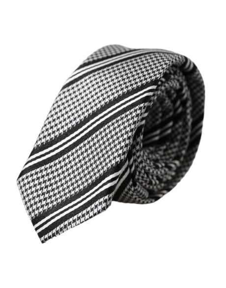 Dolce & Gabbana Black White Stripes Silk Adjustable Tie - Hilstor
