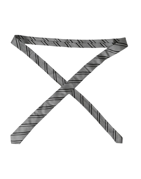 Dolce & Gabbana Black White Stripes Silk Adjustable Tie - Hilstor