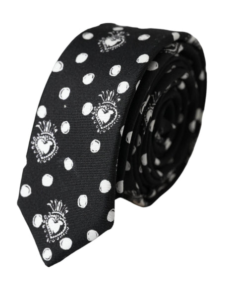 Dolce & Gabbana Black Heart Polka Dot Adjustable Tie - Hilstor
