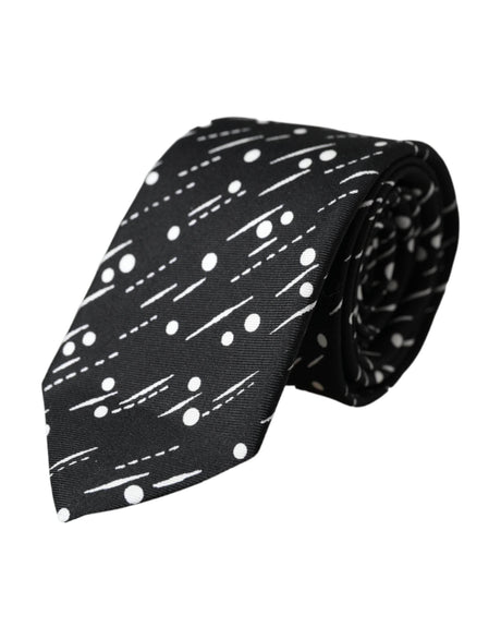 Dolce & Gabbana Black Dotted 100% Silk Adjustable Tie - Hilstor