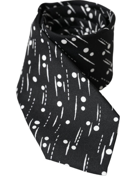Dolce & Gabbana Black Dotted 100% Silk Adjustable Tie - Hilstor