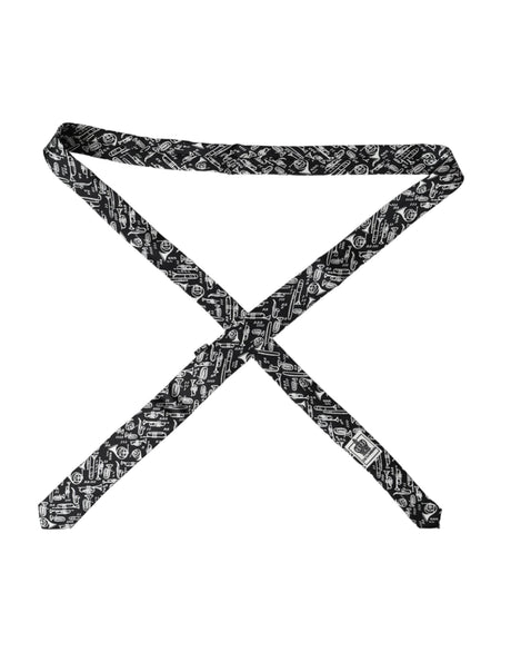 Dolce & Gabbana Black Trumpet Print Silk Adjustable Tie - Hilstor