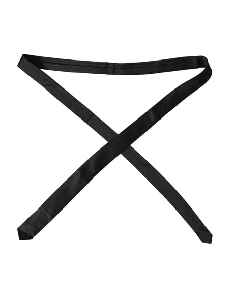 Dolce & Gabbana Black Solid 100% Silk Adjustable Tie - Hilstor