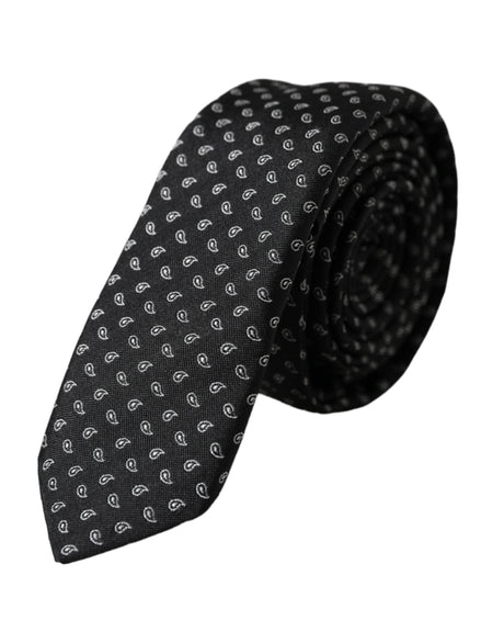 Dolce & Gabbana Black Jacquard Patterned Silk Adjustable Men Tie - Hilstor