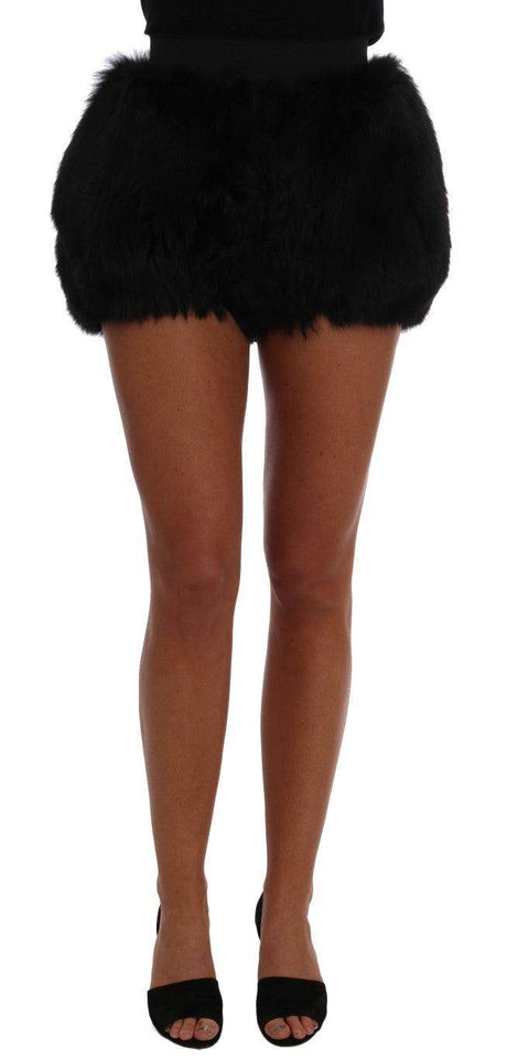 Dolce & Gabbana Black Lamb Fox Fur Mini Hot Pants - Hilstor