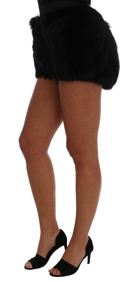 Dolce & Gabbana Black Lamb Fox Fur Mini Hot Pants - Hilstor
