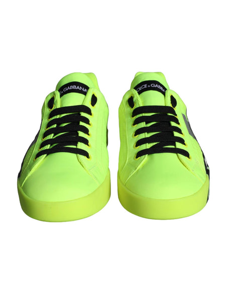 Dolce & Gabbana Neon Green Logo Tape Low Top Sneakers Shoes - Hilstor