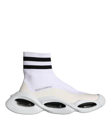Dolce & Gabbana White Black Slip On Wave Socks Sneakers Shoes - Hilstor