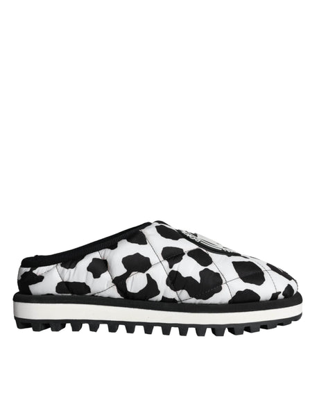 Dolce & Gabbana Black White Quilted Logo Sandals Slides Shoes - Hilstor
