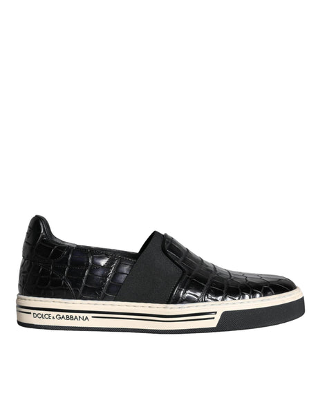 Dolce & Gabbana Black Leather Loafers Slippers Casual Shoes - Hilstor