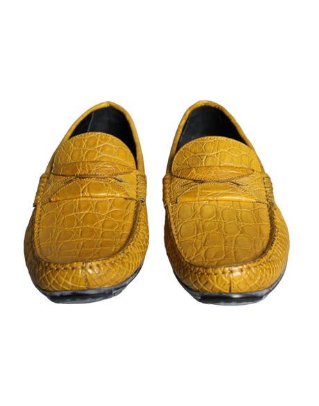 Dolce & Gabbana Yellow Leather Slip Mocassin Loafers Shoes - Hilstor