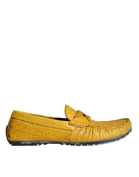 Dolce & Gabbana Yellow Leather Slip Mocassin Loafers Shoes - Hilstor