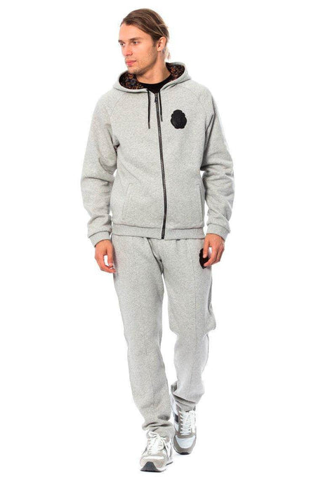 Billionaire Italian Couture Gray Cotton Hooded Sweatsuit - Hilstor