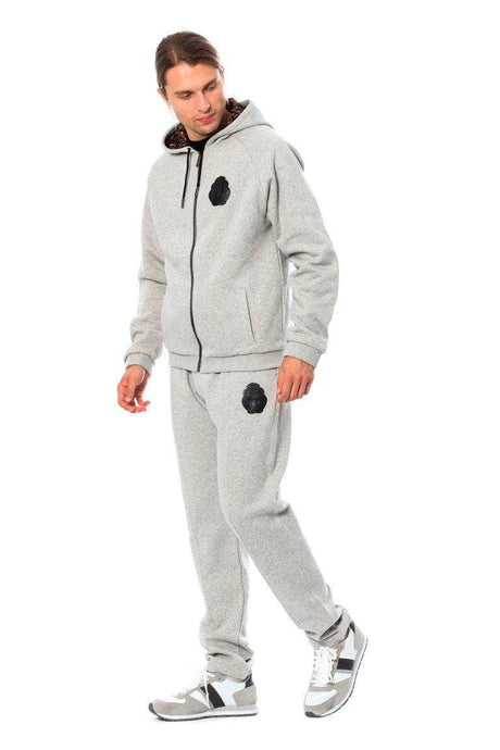 Billionaire Italian Couture Gray Cotton Hooded Sweatsuit - Hilstor