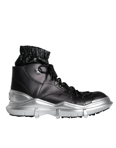 Dolce & Gabbana Black Nylon Galileo High Top Sneakers Shoes - Hilstor