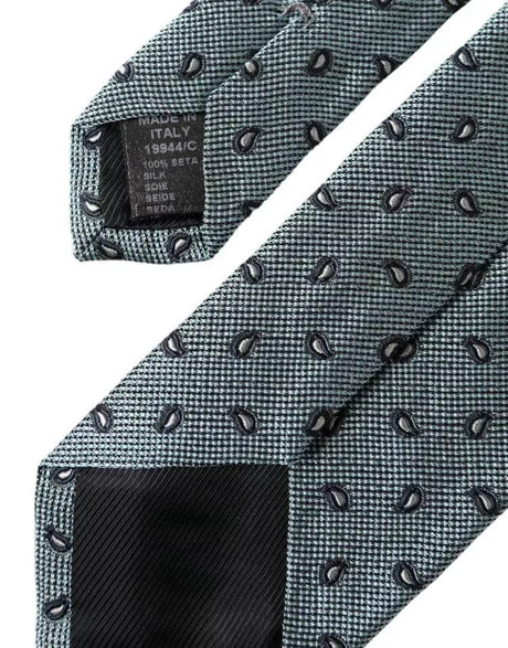 Dolce & Gabbana Green 100% Silk Patterned Adjustable Men Tie - Hilstor
