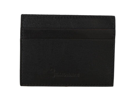 Billionaire Italian Couture Black Leather Cardholder Wallet - Hilstor