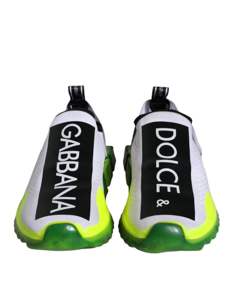 Dolce & Gabbana White Yellow Slip On Sorrento Sneakers Shoes - Hilstor