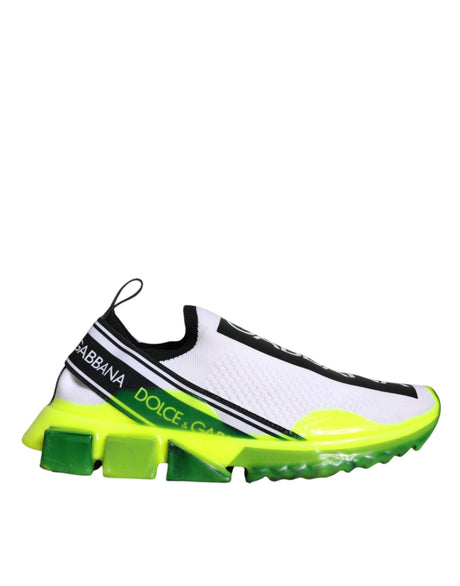 Dolce & Gabbana White Yellow Slip On Sorrento Sneakers Shoes - Hilstor