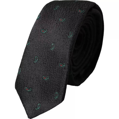Dolce & Gabbana Black Fantasy 100% Silk Adjustable Men Tie - Hilstor