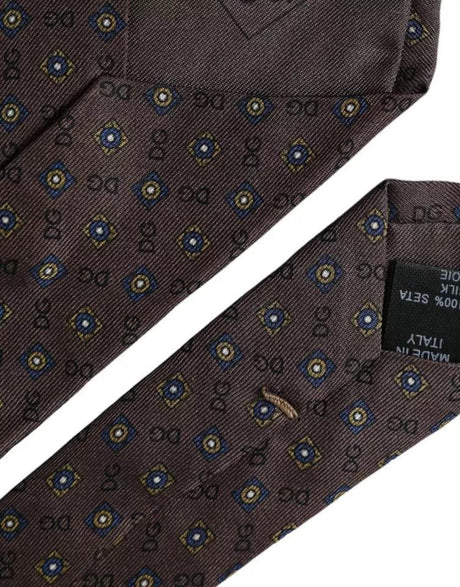 Dolce & Gabbana Brown Silk Branded Logo Adjustable Men Tie - Hilstor