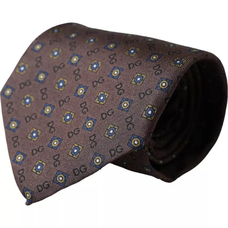 Dolce & Gabbana Brown Silk Branded Logo Adjustable Men Tie - Hilstor