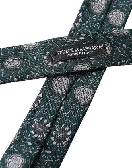 Dolce & Gabbana Green Floral Print Silk Adjustable Men Tie - Hilstor