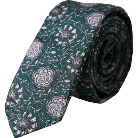 Dolce & Gabbana Green Floral Print Silk Adjustable Men Tie - Hilstor