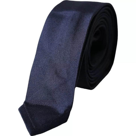 Dolce & Gabbana Dark Blue Silk Skinny Adjustable Tie - Hilstor