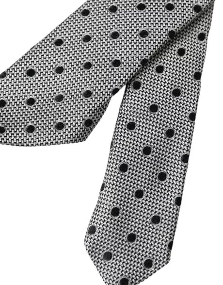 Dolce & Gabbana Black White Dot Fantasy Silk Adjustable Men Tie - Hilstor