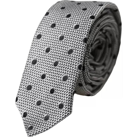 Dolce & Gabbana Black White Dot Fantasy Silk Adjustable Men Tie - Hilstor