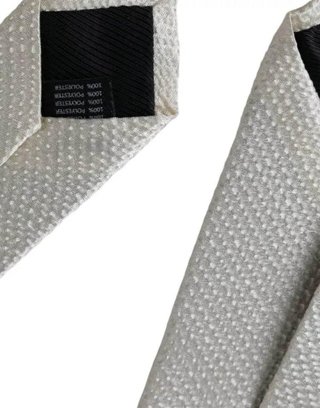 Dolce & Gabbana Off White 100% Silk Adjustable Necktie Men Tie - Hilstor