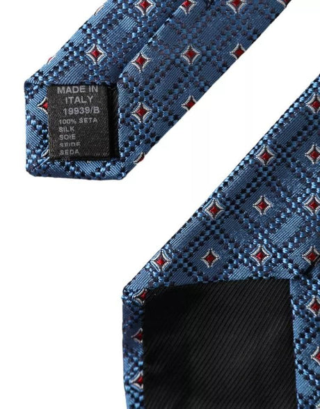 Dolce & Gabbana Blue Patterned 100% Silk Adjustable Men Tie - Hilstor