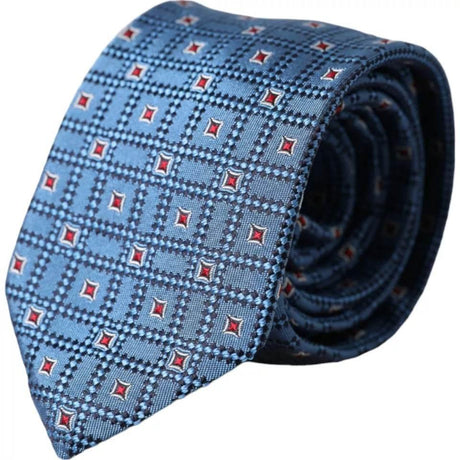 Dolce & Gabbana Blue Patterned 100% Silk Adjustable Men Tie - Hilstor