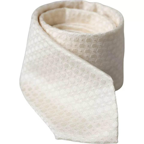 Dolce & Gabbana Off White Silk Adjustable Necktie Men Tie - Hilstor
