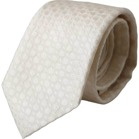 Dolce & Gabbana Off White Silk Adjustable Necktie Men Tie - Hilstor