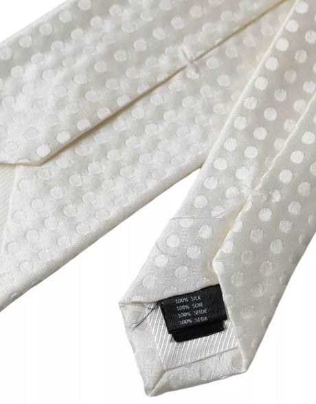Dolce & Gabbana White Dotted Silk Classic Adjustable Men Tie - Hilstor