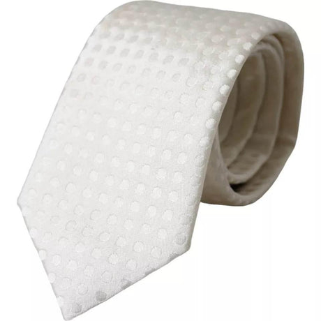 Dolce & Gabbana White Dotted Silk Classic Adjustable Men Tie - Hilstor