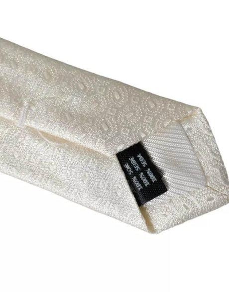 Dolce & Gabbana Off White Patterned Silk Adjustable Men Tie - Hilstor