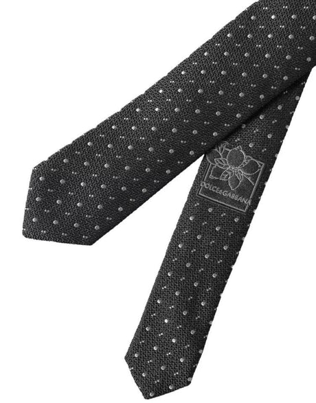 Dolce & Gabbana Black Polka Dot Silk Adjustable Men Tie - Hilstor