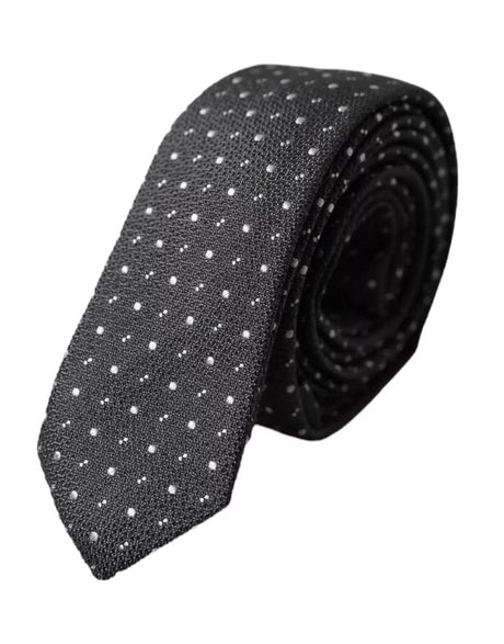 Dolce & Gabbana Black Polka Dot Silk Adjustable Men Tie - Hilstor