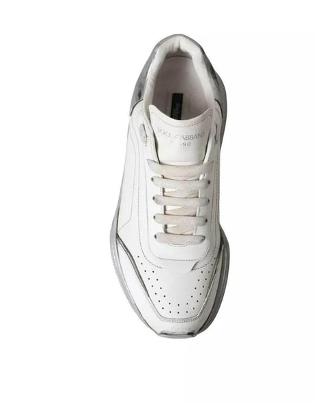 Dolce & Gabbana White Silver Daymaster Low Top Sneakers Shoes - Hilstor
