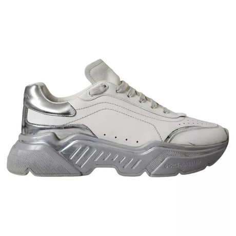 Dolce & Gabbana White Silver Daymaster Low Top Sneakers Shoes - Hilstor