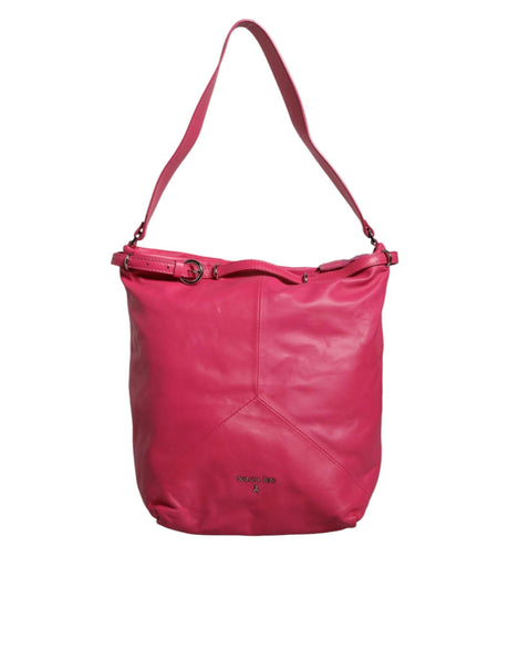 Patrizia Pepe Fuchsia Pink Leather Shoulder Purse Tote Bag - Hilstor