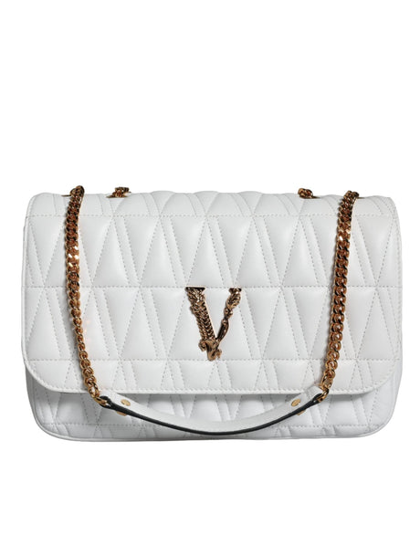 Versace White Mini Nappa Leather Crossbody Shoulder Bag - Hilstor