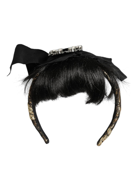 Dolce & Gabbana Black Hair Parrucchiera Crystal Headband Diadem - Hilstor